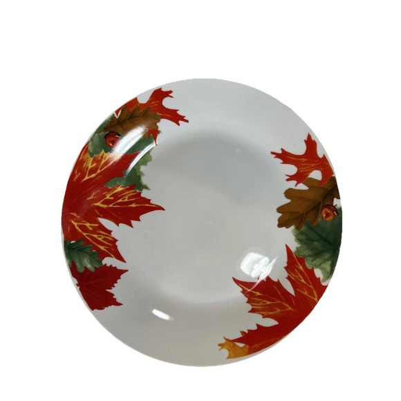 2 ROYAL NORFOLK COLORFUL AUTUMN FALL THANKSGIVING LEAVES DINNER PLATES 10.5" - Picture 2 of 4